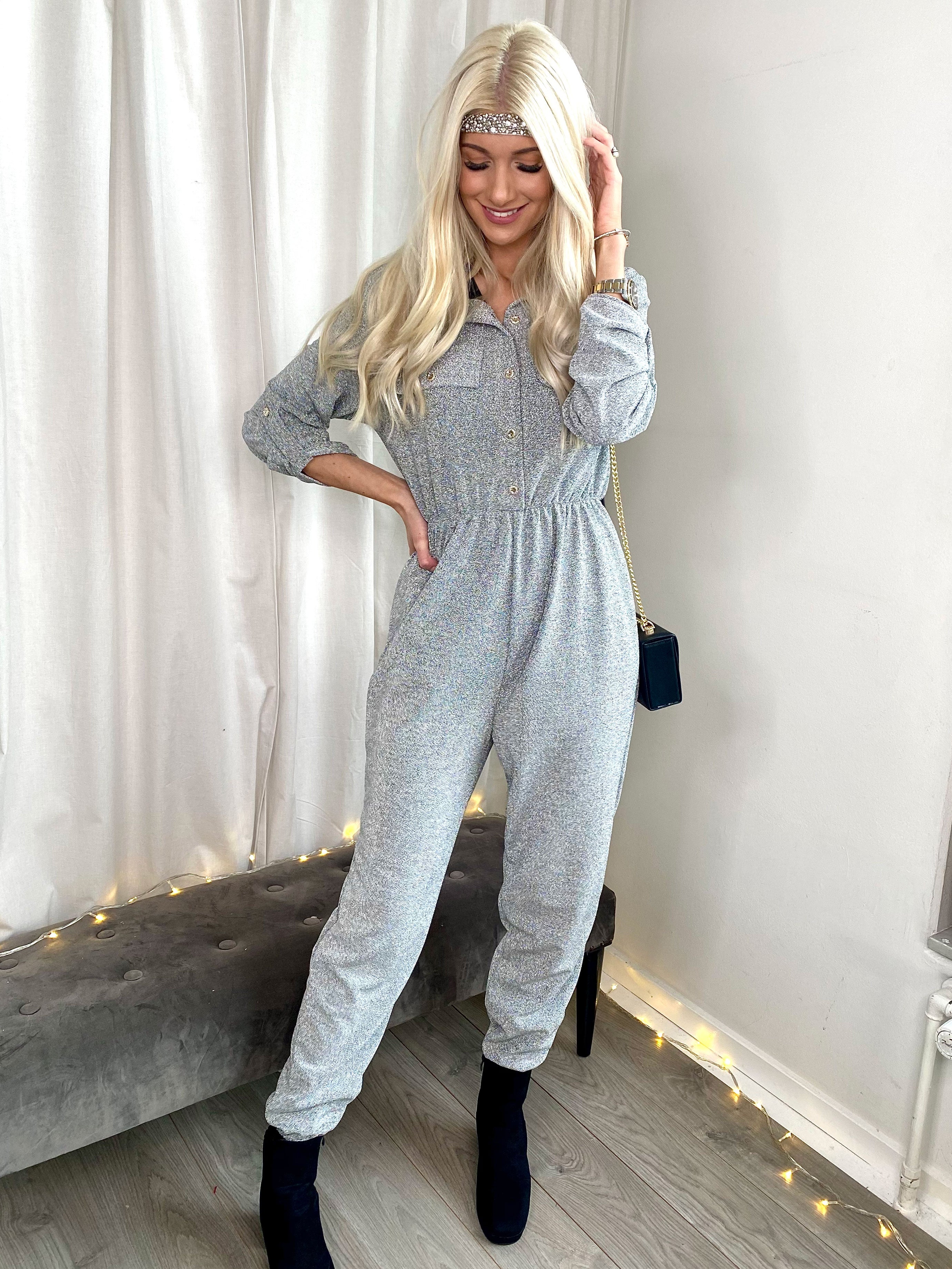 Glitter - Elastisk buksedragt med glimmer